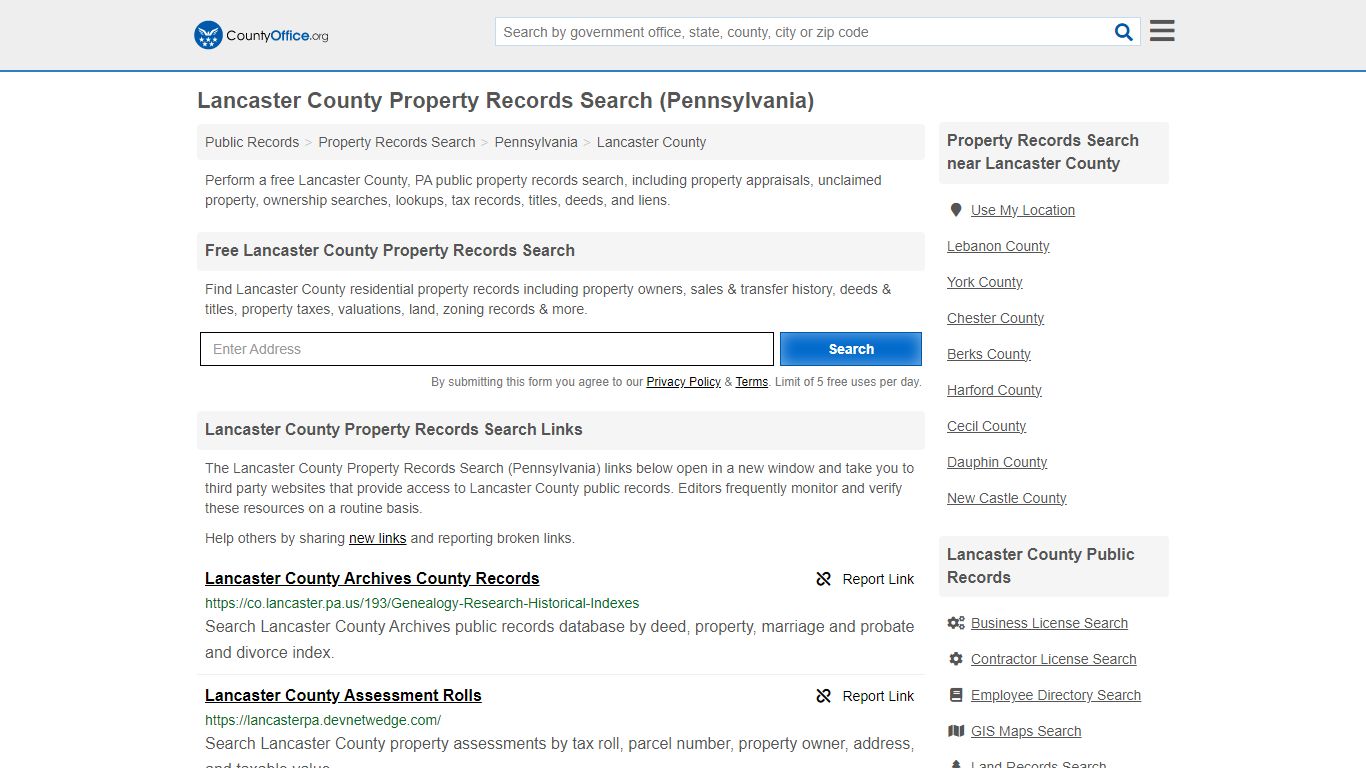 Lancaster County Property Records Search (Pennsylvania) - County Office