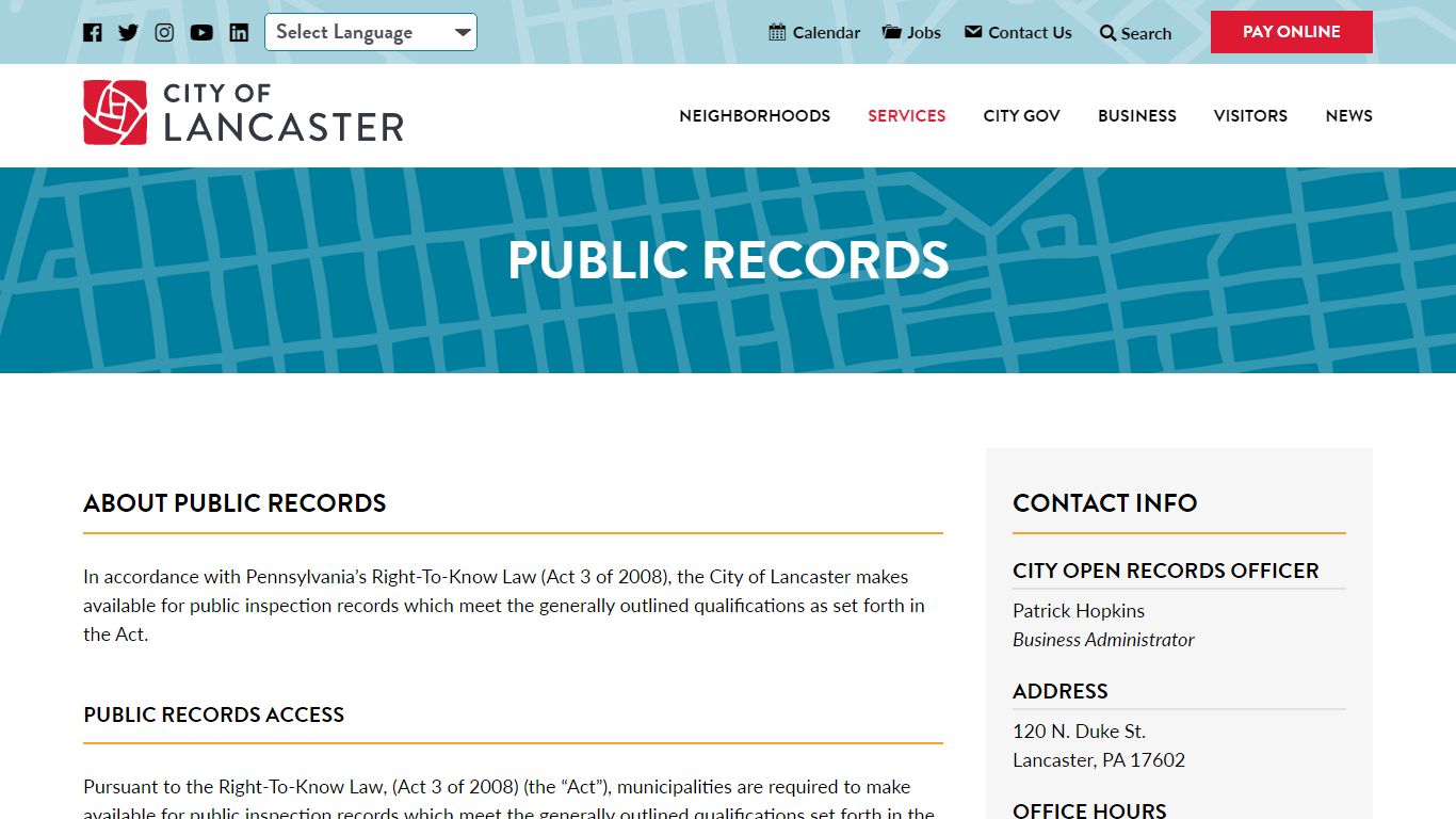 Public Records | City of Lancaster, PA